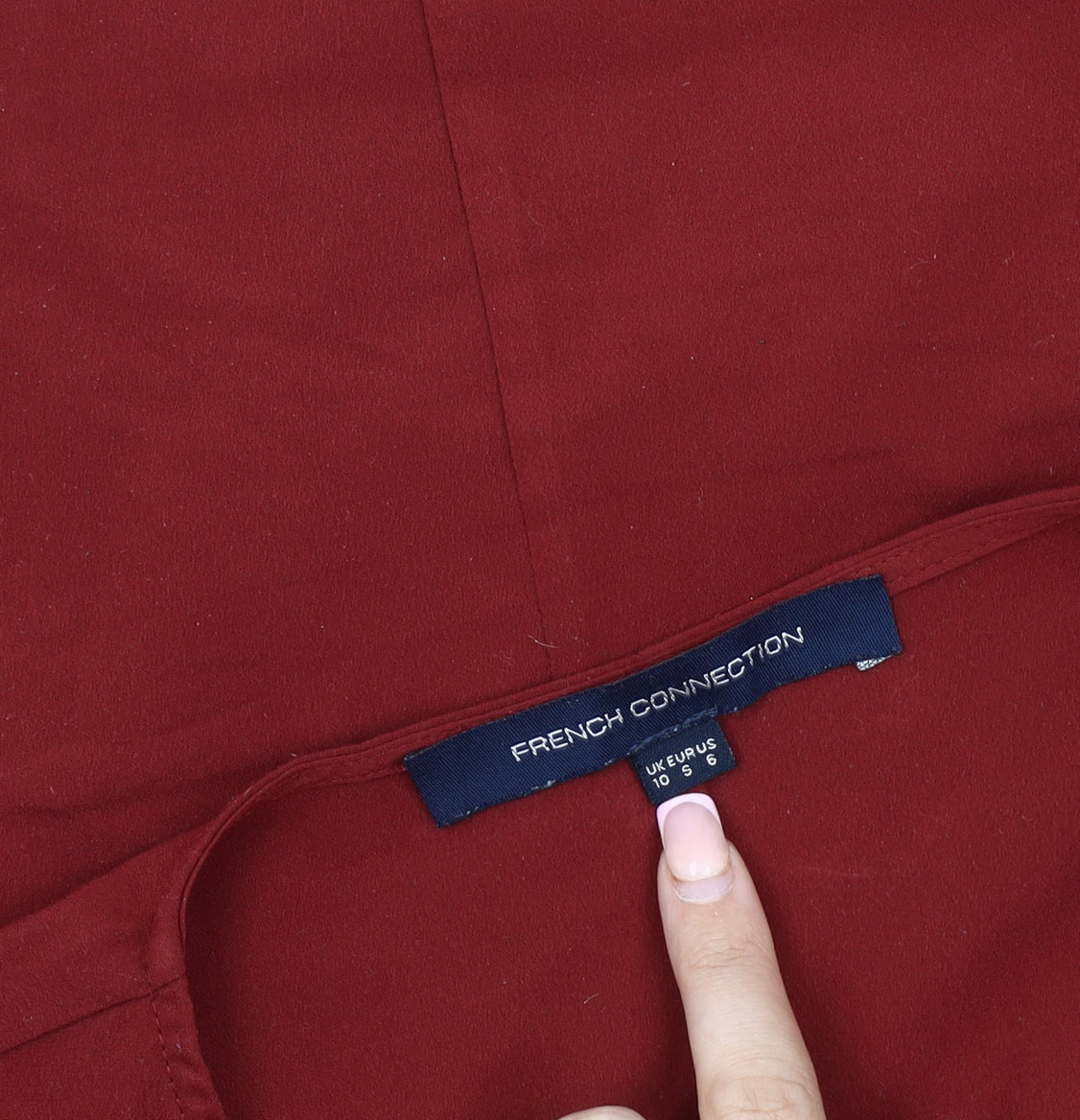 French Connection Red Wrap Long Sleeve Blouse, Size 10