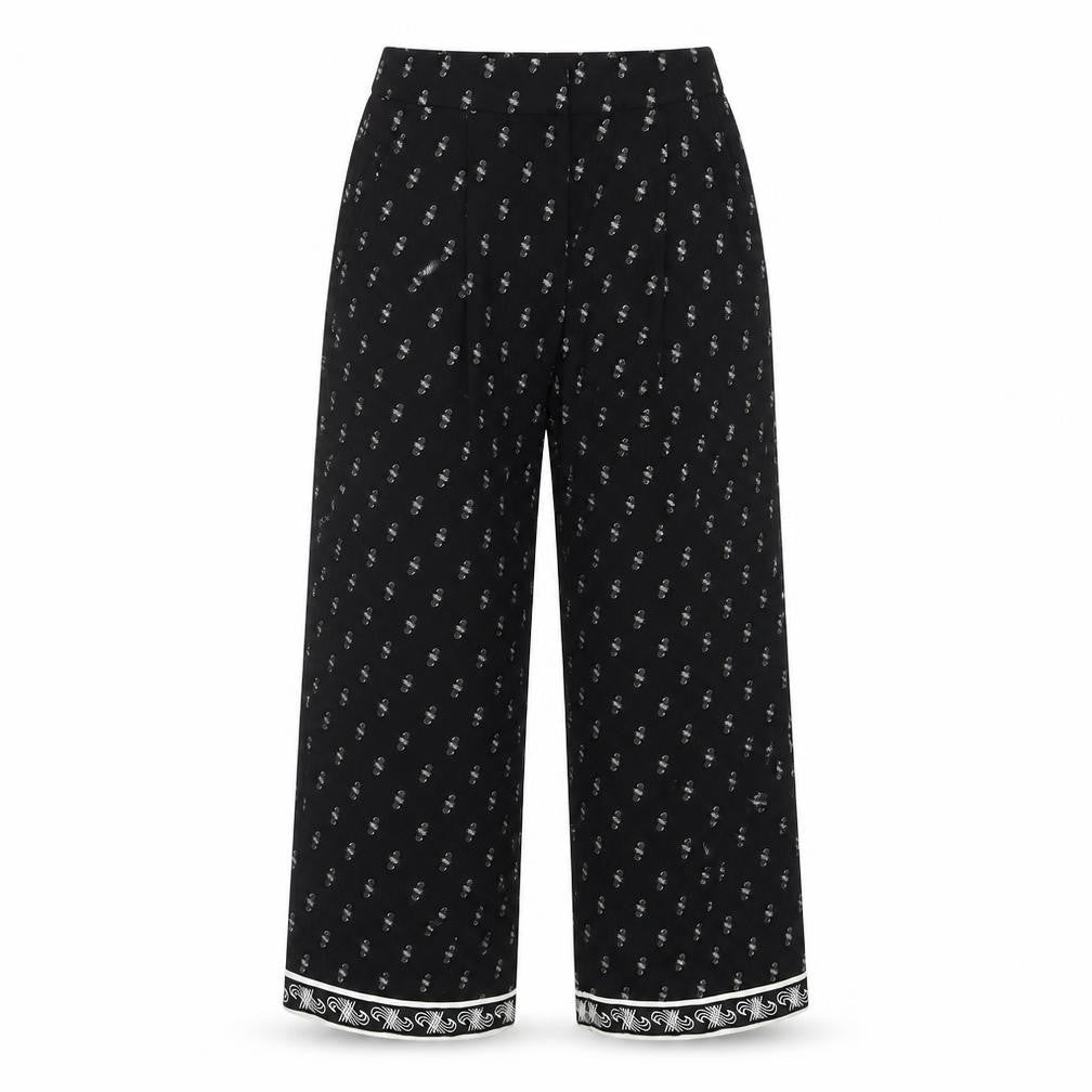 Great Plains Women’s Black Geometric Wide-Leg Trousers