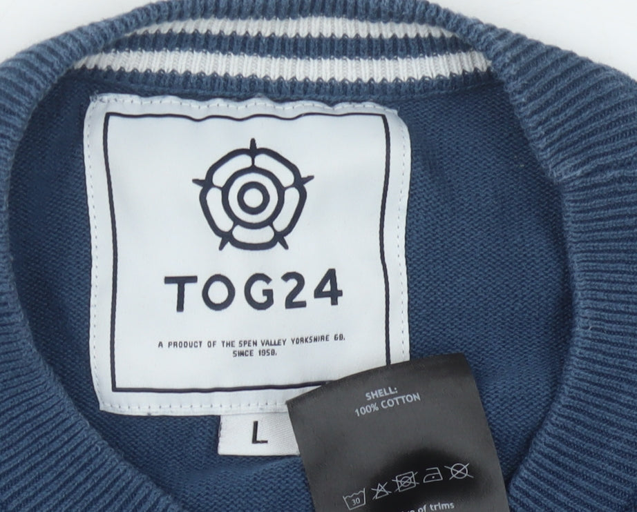 TOG24 Men's Blue Crew Neck Pullover Jumper - Size L