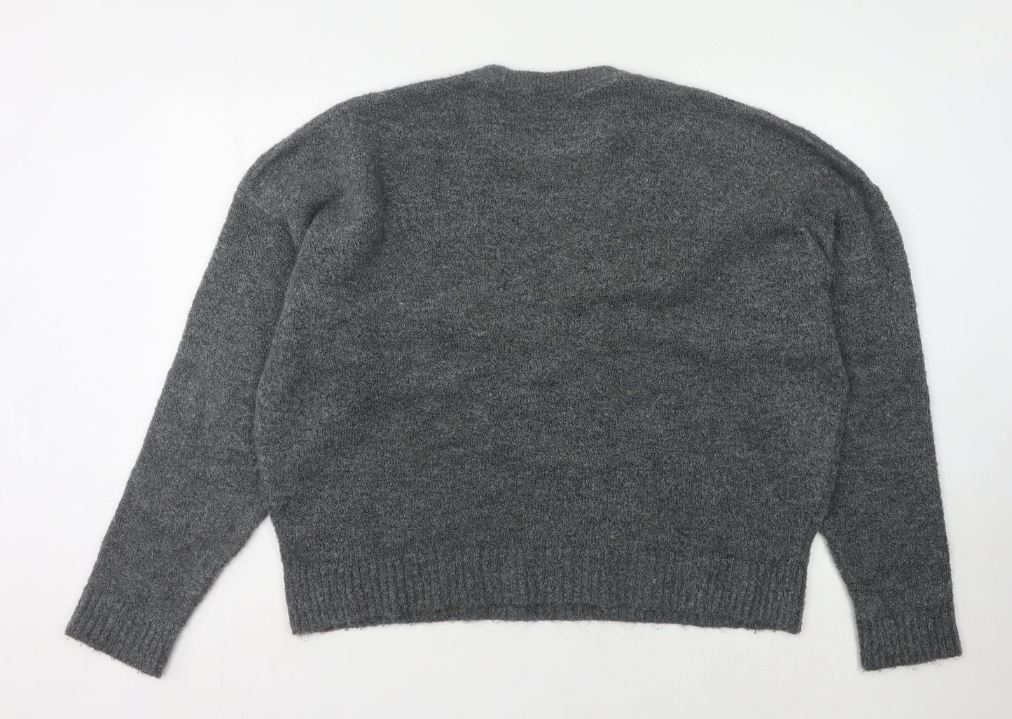 boohooMAN Men's Grey Knit Pullover Jumper L