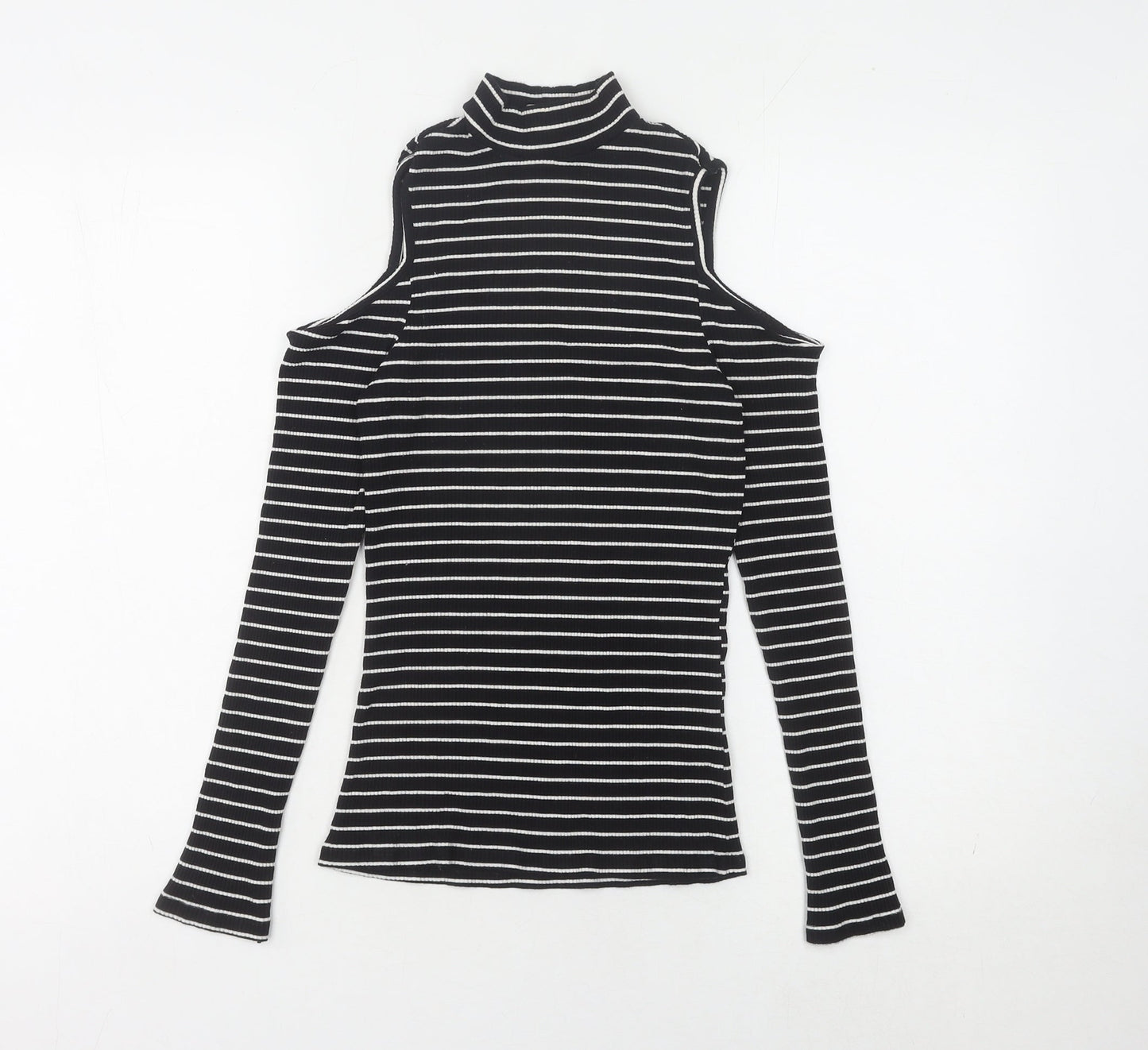 ASOS Women's Black Striped Cold Shoulder Jumper