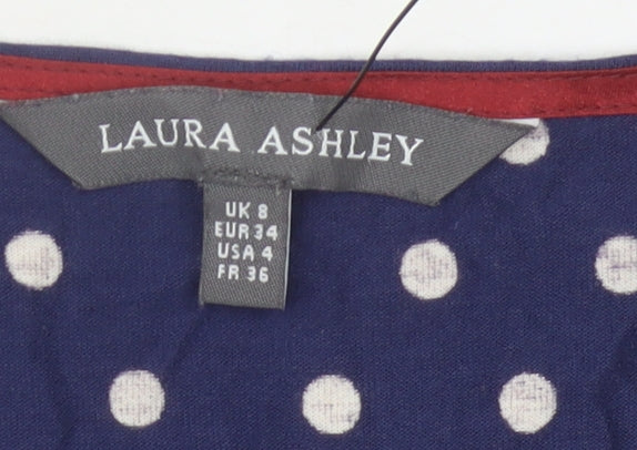 Laura Ashley Women's Blue Polka Dot A-Line Dress