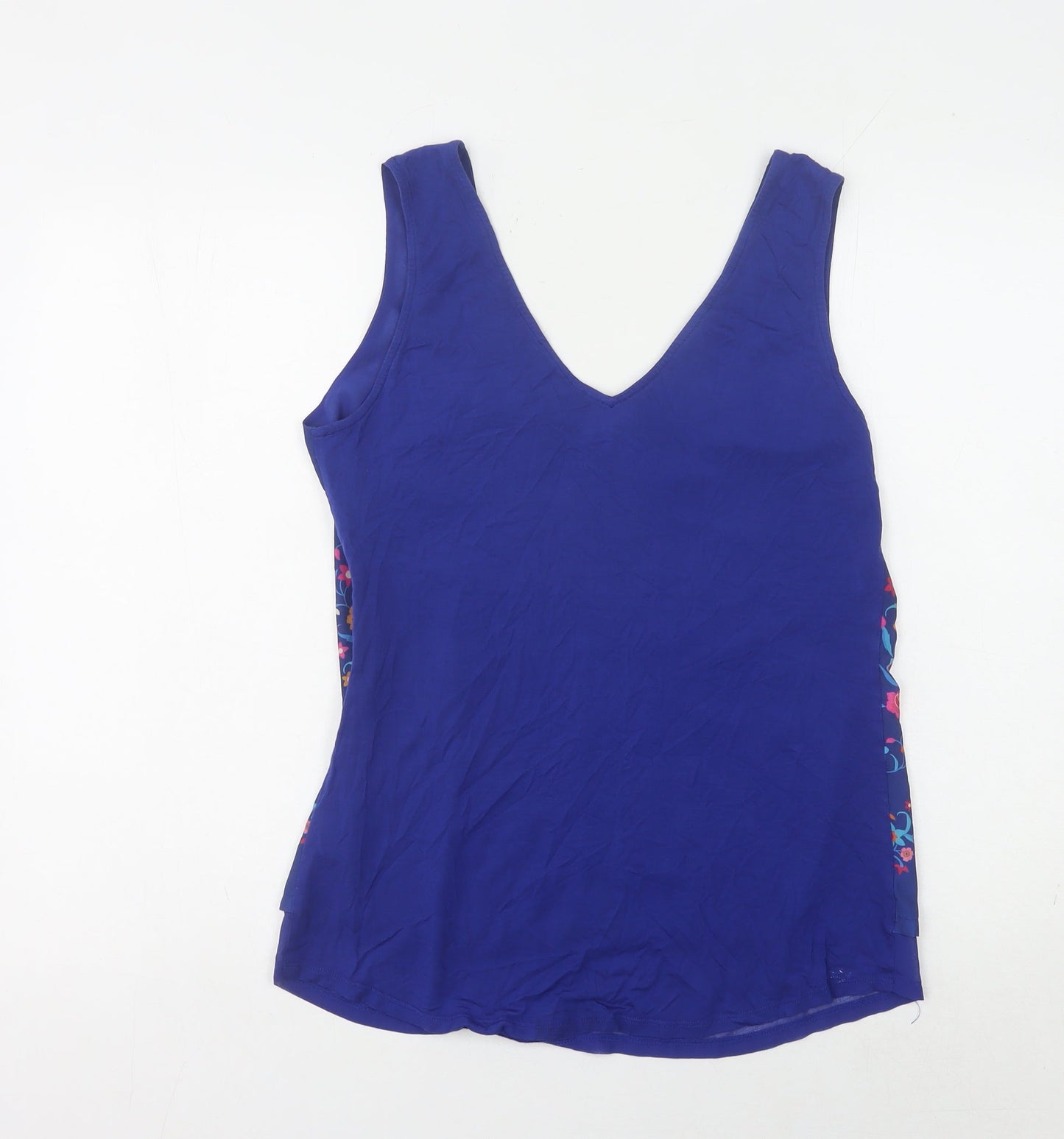 Oasis Women's Blue Embroidered Floral Tank, Size 10