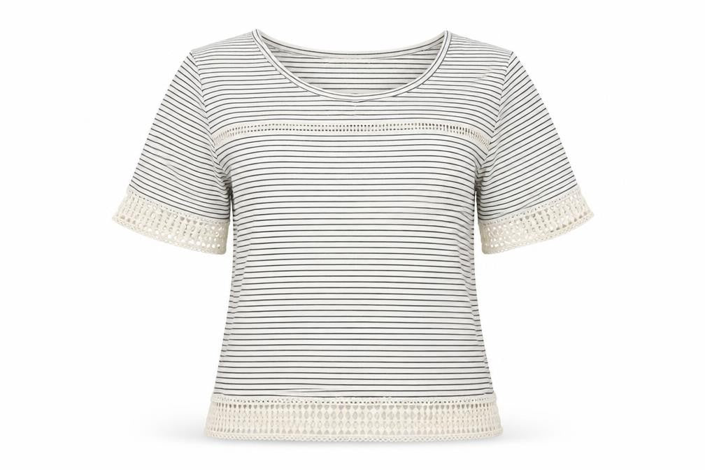 Front view of Next Women's Striped Cotton T-Shirt, size 12, White