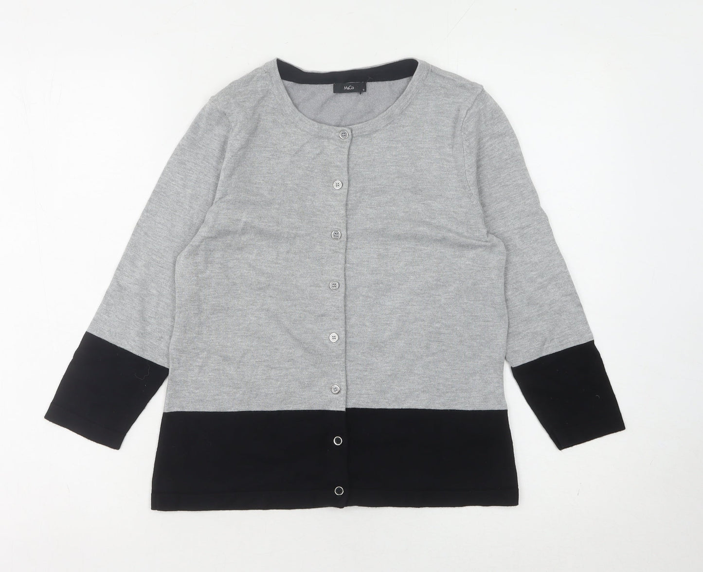 M&Co Womens Grey Cardigan Size 12, 3/4 Sleeve