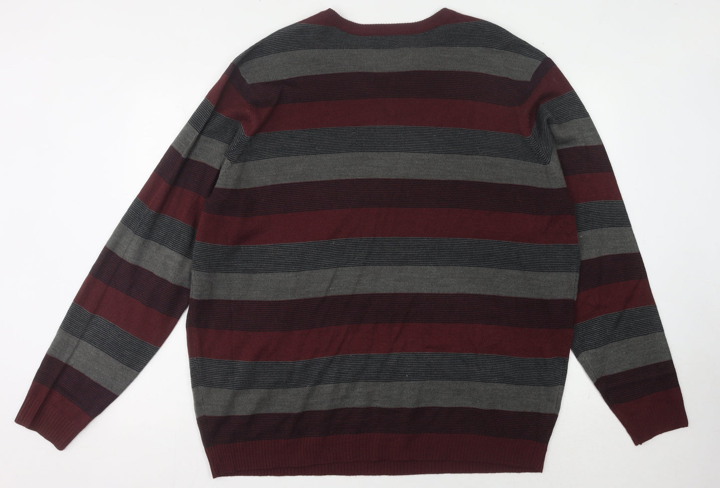 M&Co Men's Multicoloured Striped Pullover Jumper 2XL