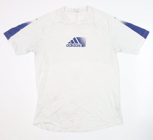 Adidas Men's White Graphic T-Shirt, M, Sports Logo