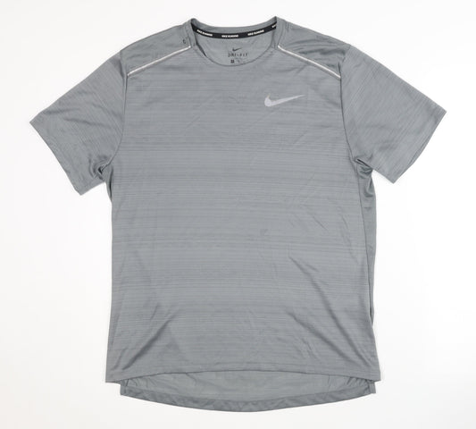 Nike Men's Grey Running T-Shirt, Size M, Breathable