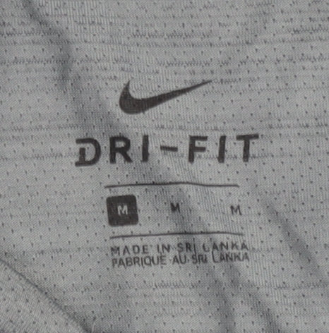 Nike Men's Grey Running T-Shirt, Size M, Breathable