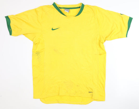 Nike Men's Yellow Football T-Shirt M Breathable Jersey