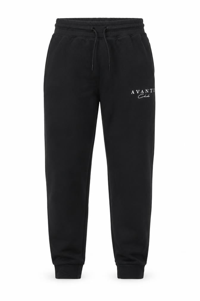 Front view of AVANTI Men's Black Jogger Trousers, size M