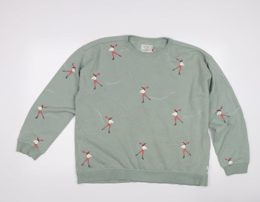 Fat Face Women's Green Ice Skater Sweatshirt Size 16
