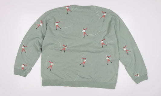 Fat Face Women's Green Ice Skater Sweatshirt Size 16