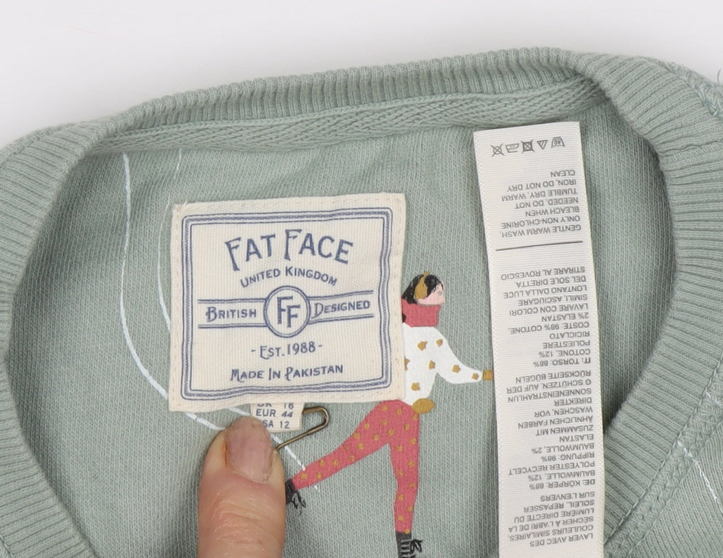 Fat Face Women's Green Ice Skater Sweatshirt Size 16