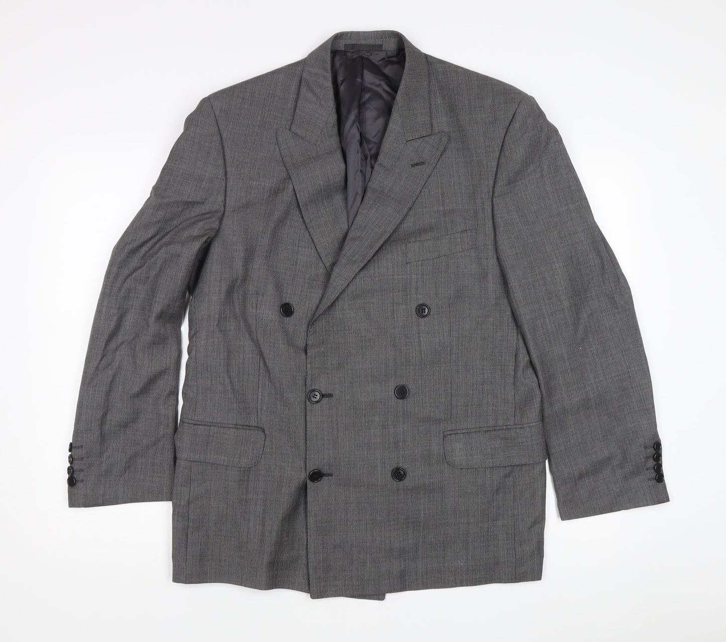 Jaeger Men's Grey Double-Breasted Blazer - Size UK 40