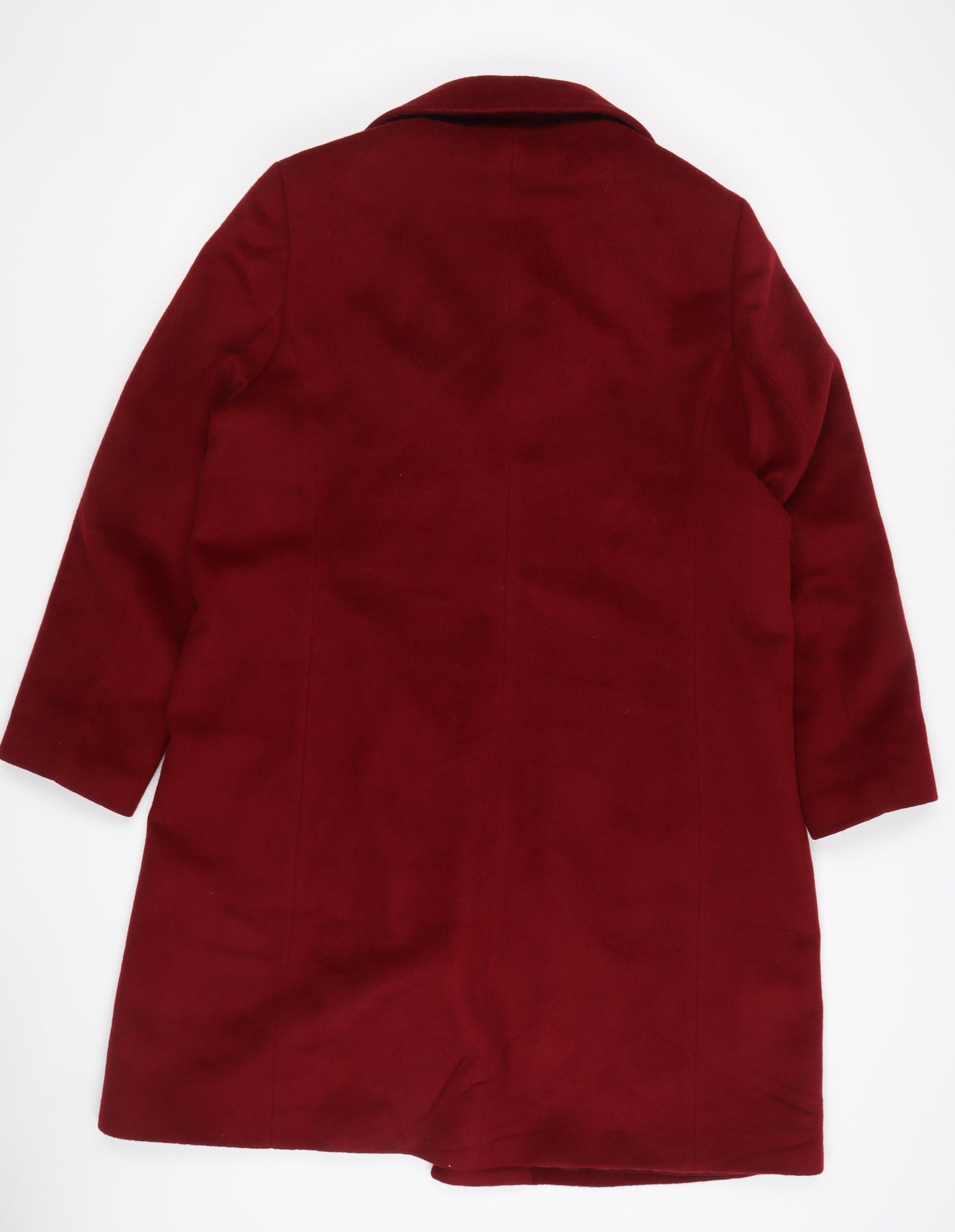 Jaeger Women's Red Long Wool Overcoat - Size 16