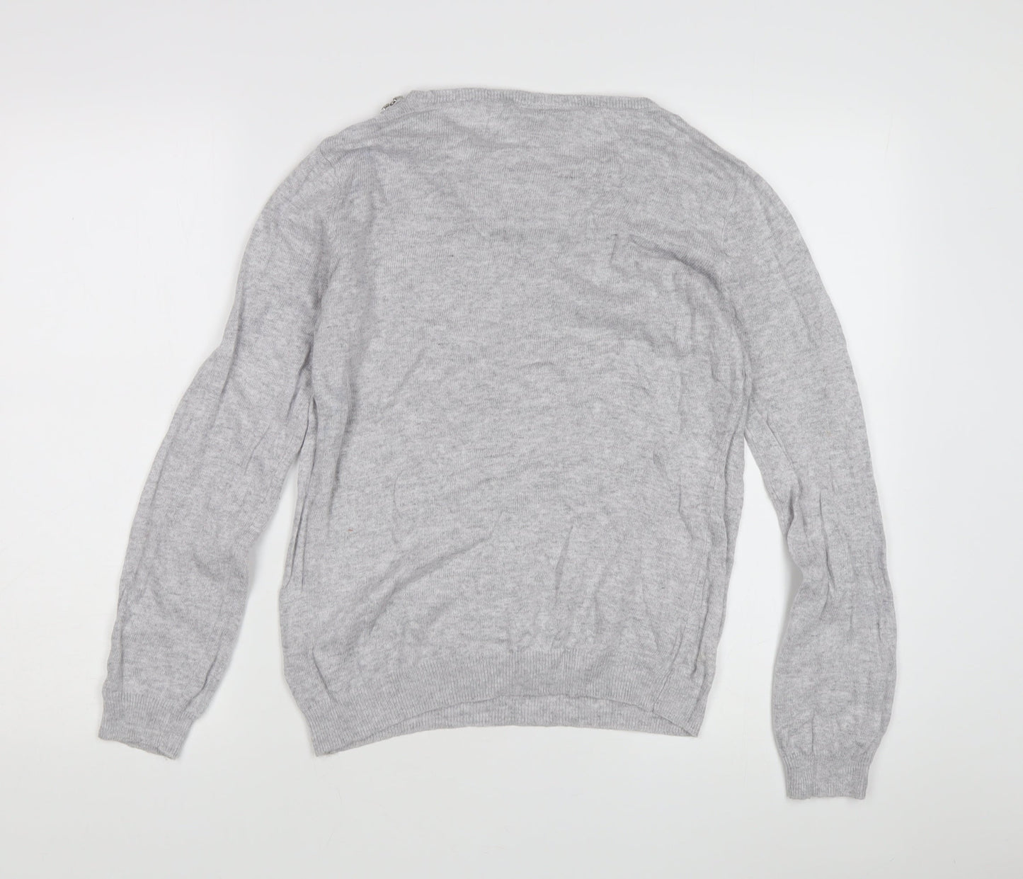 Wallis Women's Grey Jewel V-Neck Pullover Jumper M