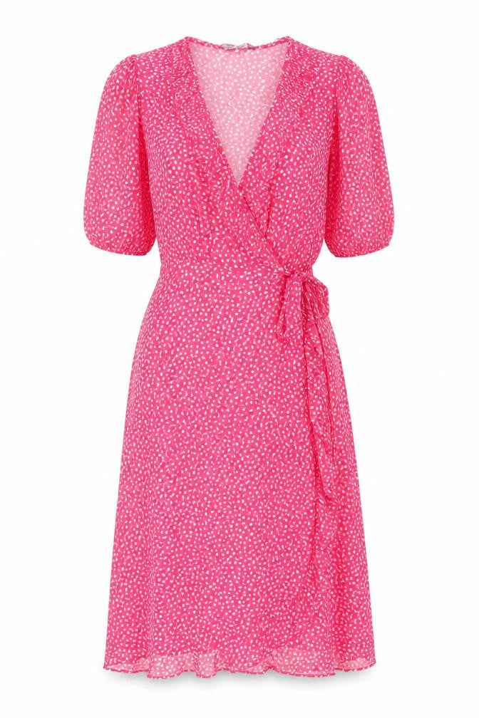 Front view of Marks & Spencer Pink Fit & Flare Dress, size 12