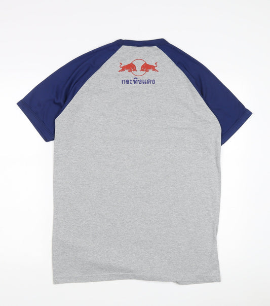 Stylish Grey and Blue Graphic Print Men's Tee - L