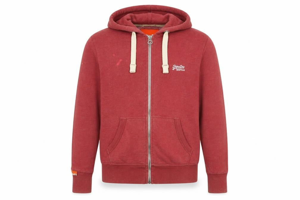Mens UK M Regular Superdry Red Full Zip Hoodie