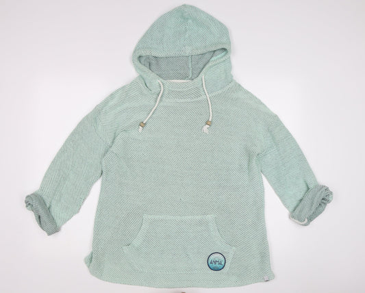 Animal Women's Green Cotton Pullover Hoodie Size 14