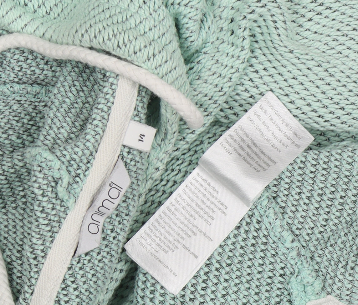 Animal Women's Green Cotton Pullover Hoodie Size 14