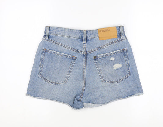& Denim Women's Blue Denim Cut-Off Shorts - Size 10