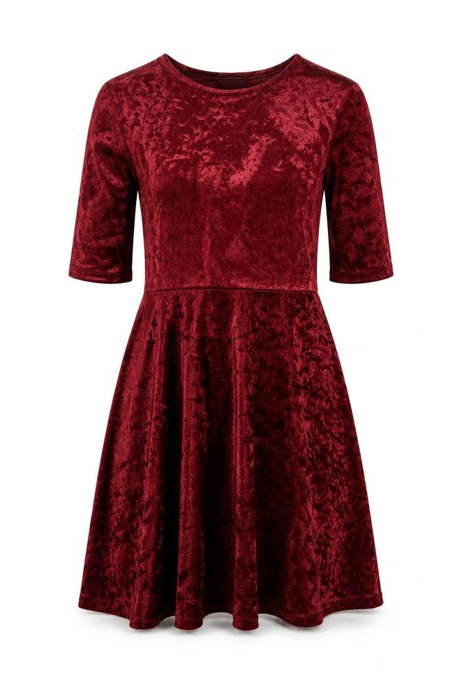 Front view of Topshop Women's Red A-Line Velvet Dress, size 8