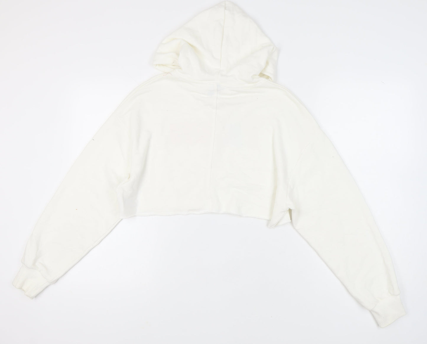 H&M Women’s White Hooded Love Logo Crop Hoodie M