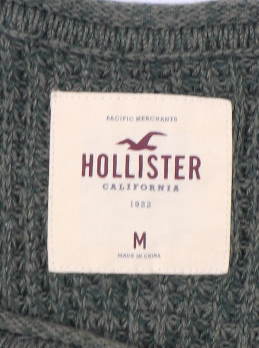 Hollister Women's Green Waffle Knit Jumper M