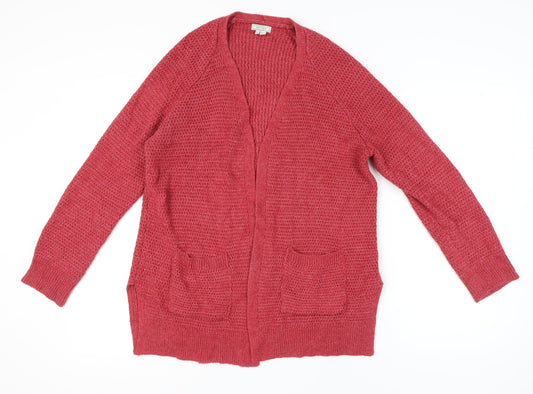 Fat Face Women's Red Open-Knit Cardigan Size 12