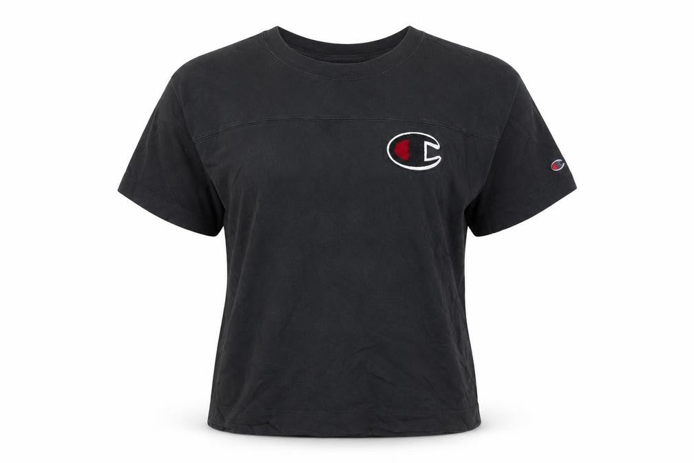 Unisex Adultss UK Size S Champion Black 100% Cotton T-Shirt