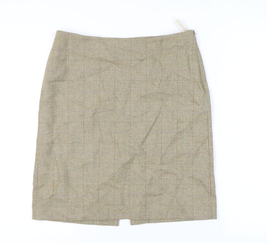 Really Wild Women's Beige Pencil Skirt UK 12, Tweed Check