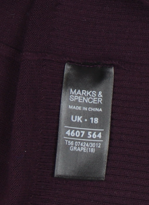 Marks and Spencer Women's Purple Open Front Cardigan Size 18