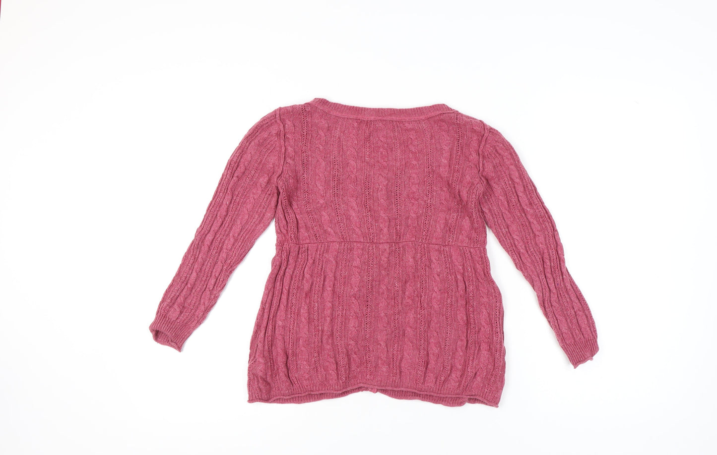 White Stuff Women's Pink Cable-Knit Cardigan Size 10