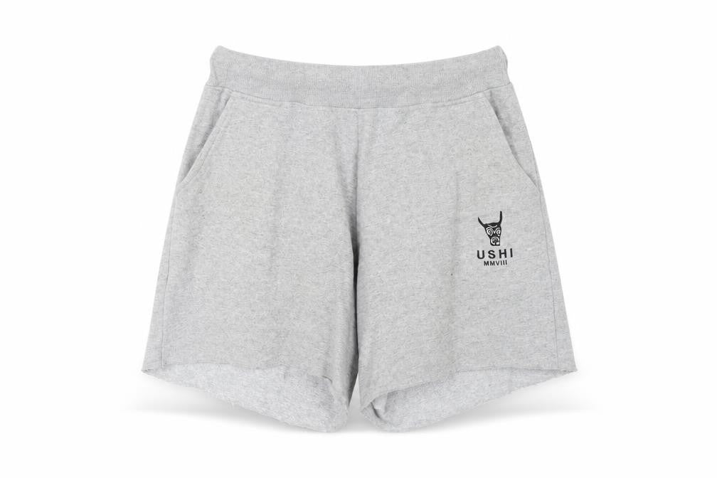 Front view of Ushi Men's Grey M Sweat Shorts - Comfy & Stylish