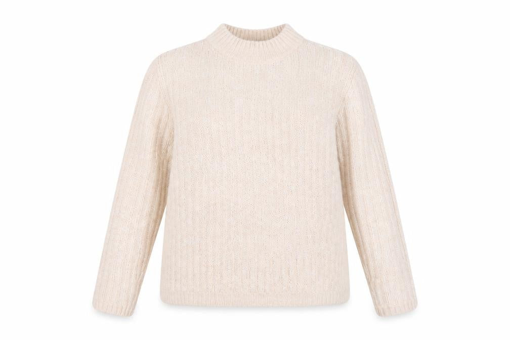 Front view of H&M Women's Beige M jumper, Mock Neck