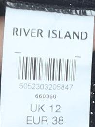 River Island Women's Black Midi Pencil Skirt Size 12