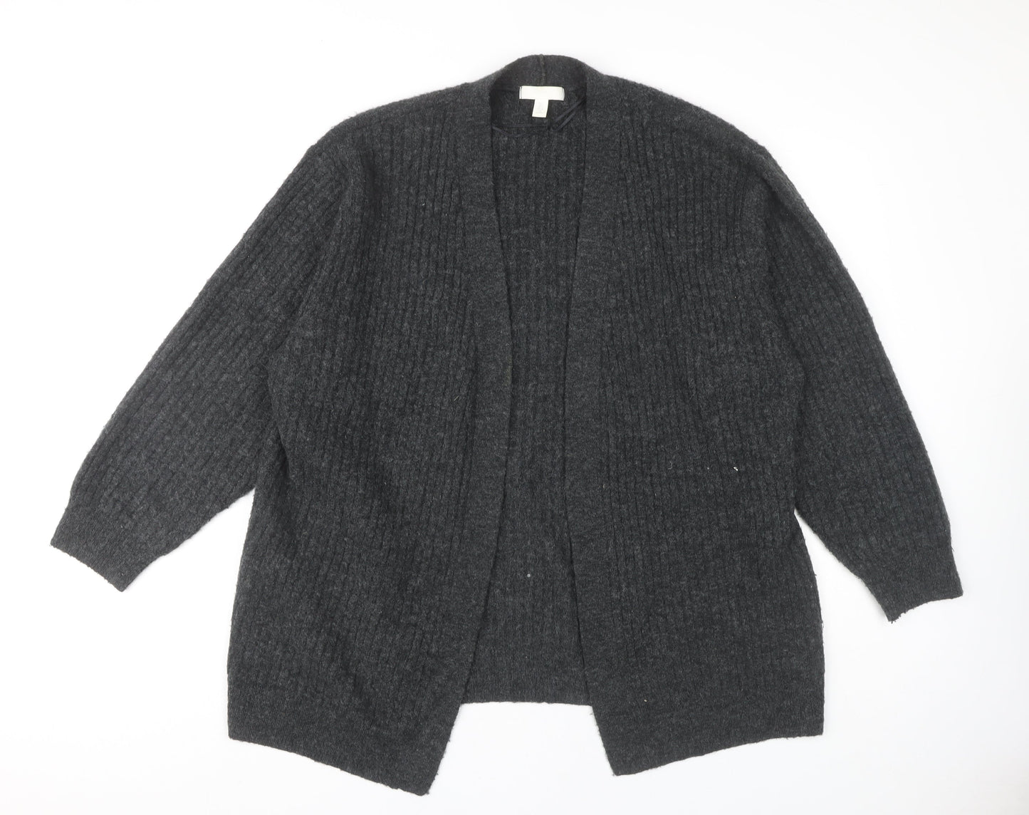 H&M Women's Grey Open Front Cardigan, Size S, Casual Knit
