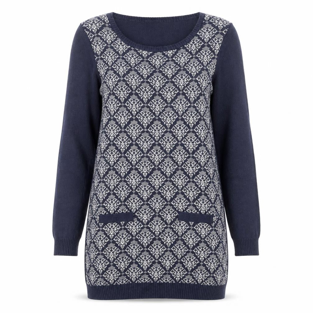 BHS Women Blue Geometric Petite Jumper Dress Size 8