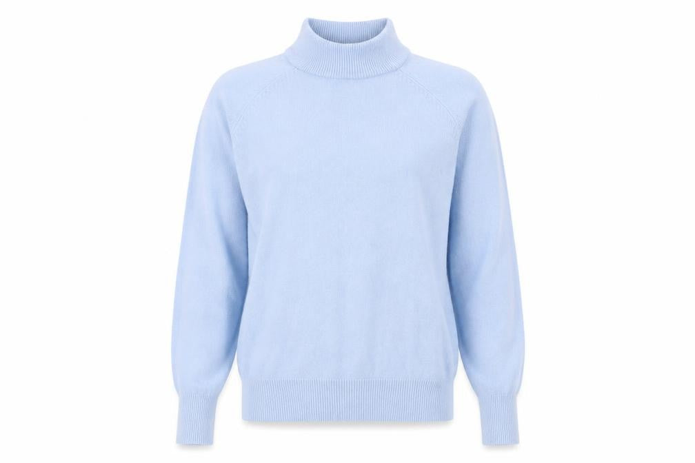 Front view of BHS Women's Blue Mock Neck jumper, size 10