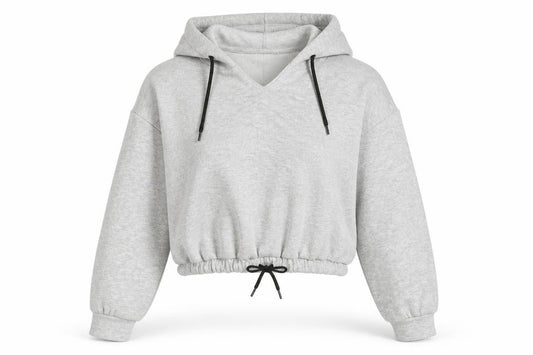 PrettyLittleThing Women's Grey V-Neck Pullover Hoodie