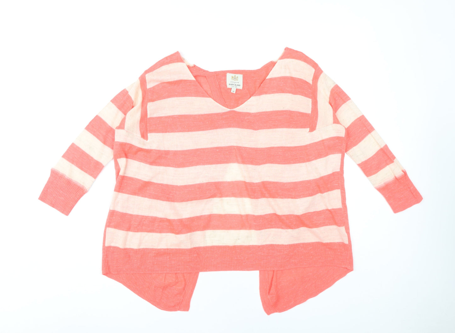 River Island Women's Pink Striped Cardigan UK10