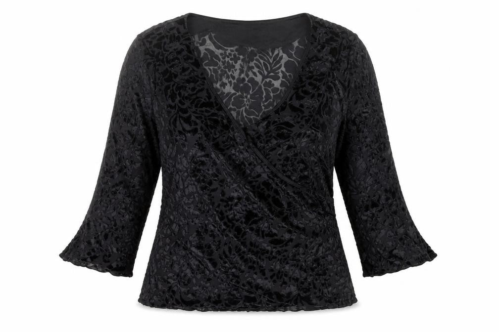 Front view of Next Women's Black Floral Wrap Blouse, size 12