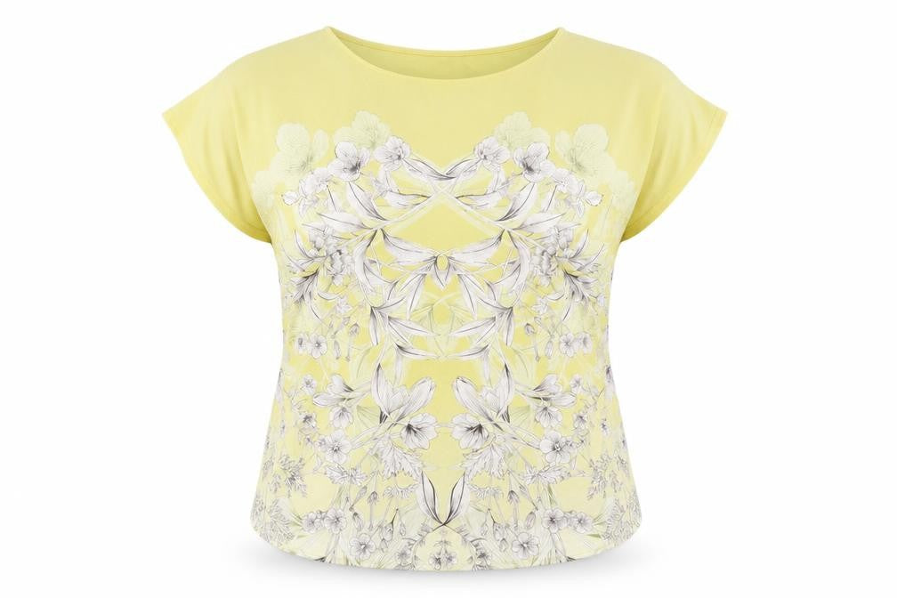 Next Women's Yellow Floral Jersey Top Size 14