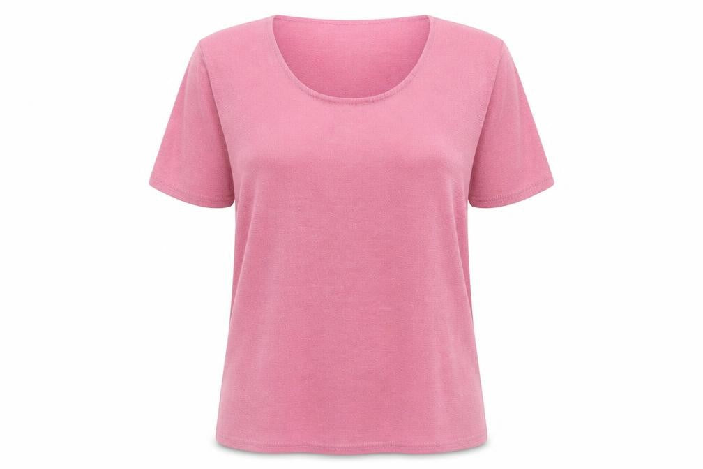 Front view of Julipa Women's Pink Basic T-Shirt, size 16, Casual