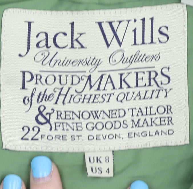 Womens UK Size 8 Regular Jack Wills Green Cotton Blend Jacket