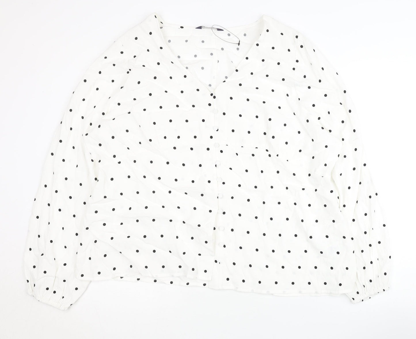 Marks and Spencer Women's White Polka Dot Blouse Size 22