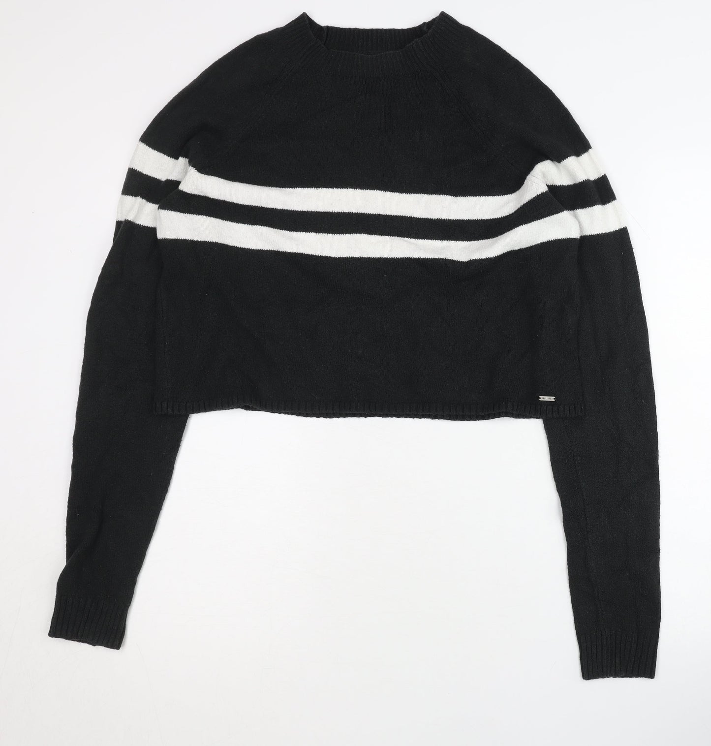 Hollister Womens Black Pullover Jumper L Striped