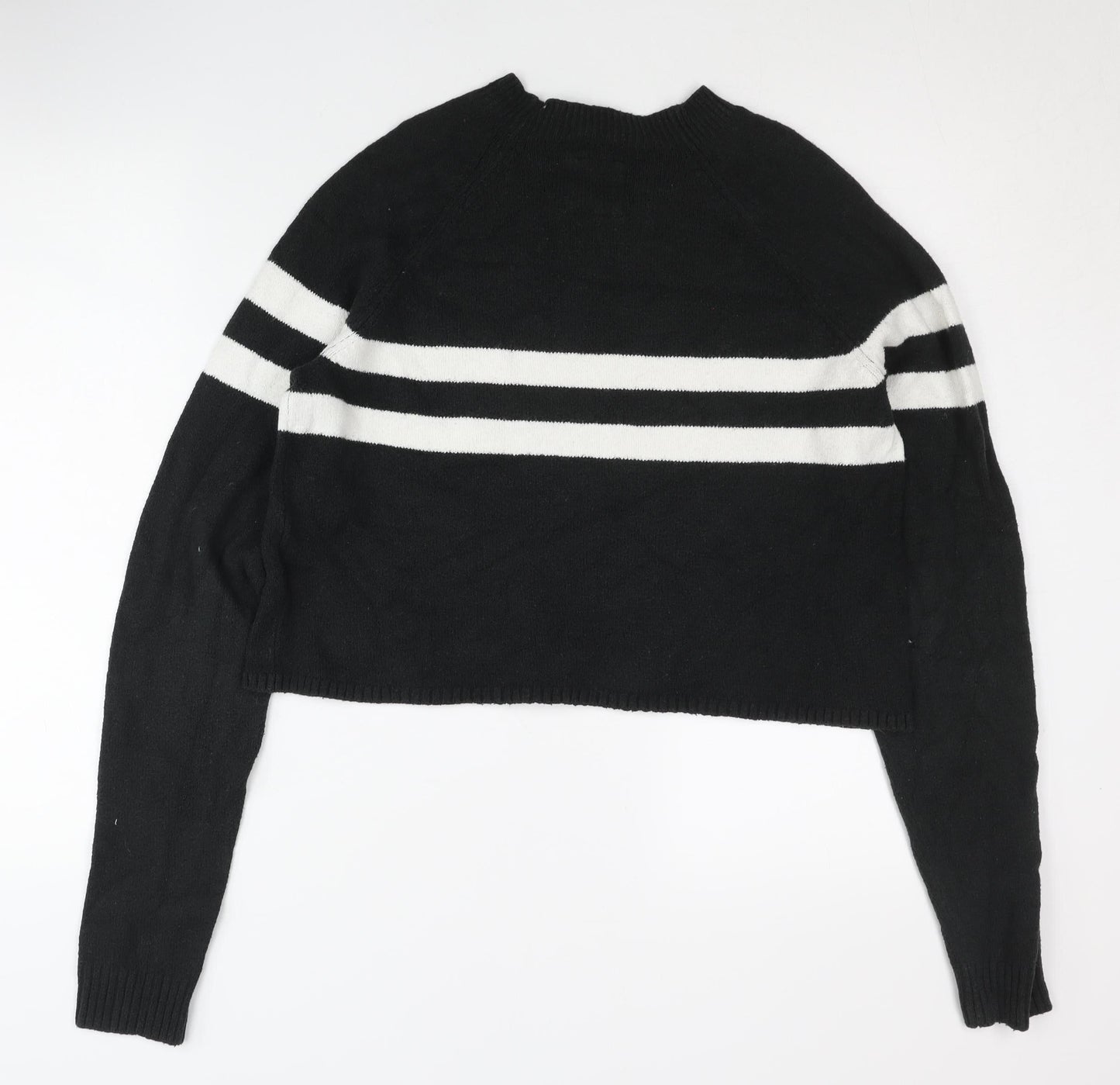 Hollister Womens Black Pullover Jumper L Striped